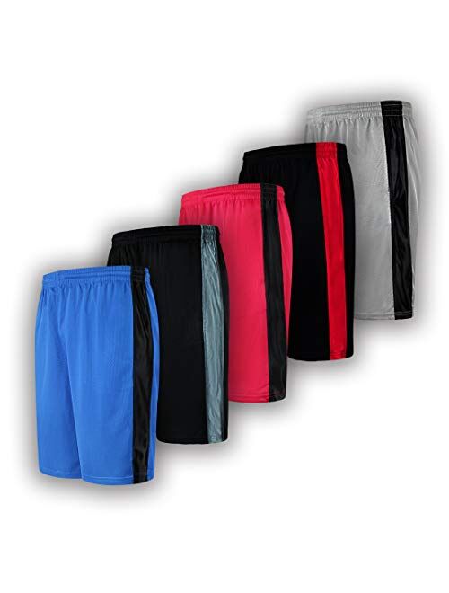 Men's Premium Active Athletic Performance Shorts with Pockets - 5 Pack