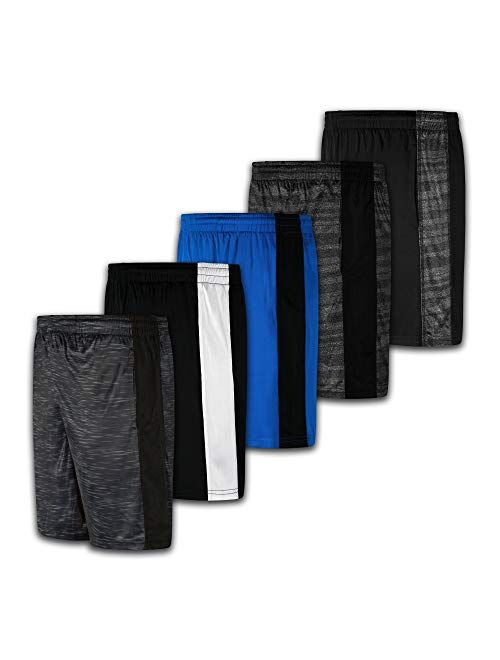 Men's Premium Active Athletic Performance Shorts with Pockets - 5 Pack