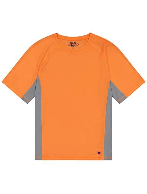 Beach Bros. Men's UPF 50+ Swim Shirt - Short Sleeve Quick Dry Rashguard