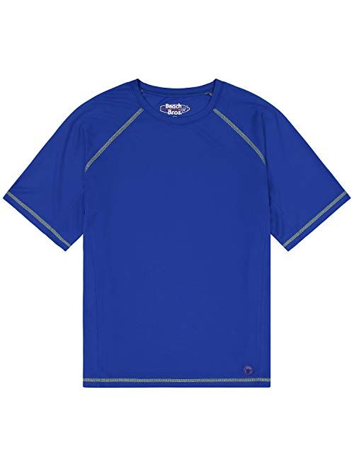 Beach Bros. Men's UPF 50+ Swim Shirt - Short Sleeve Quick Dry Rashguard