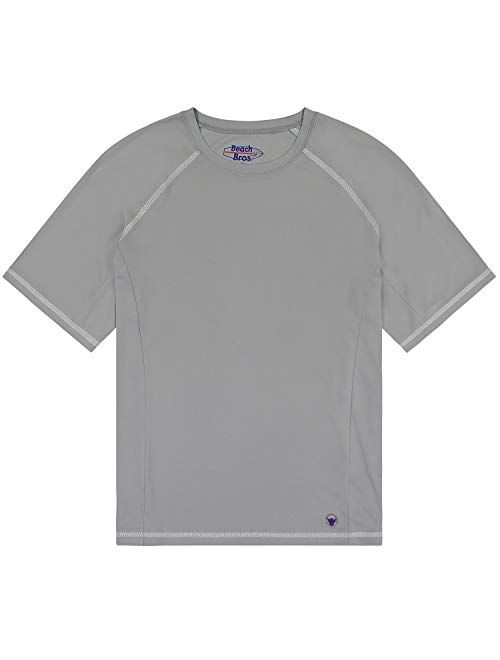 Beach Bros. Men's UPF 50+ Swim Shirt - Short Sleeve Quick Dry Rashguard