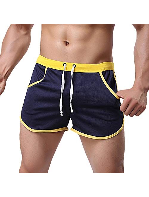 Rexcyril Men's Running Workout Bodybuilding Gym Shorts Athletic Sports Casual Short Pants