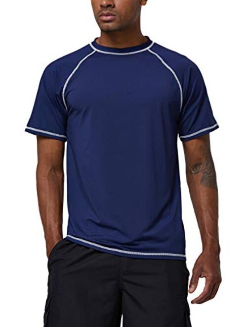 Men's UPF 50+ Rashguard Swim Tee Short Sleeve Sun Shirt Swimwear Swim Shirts