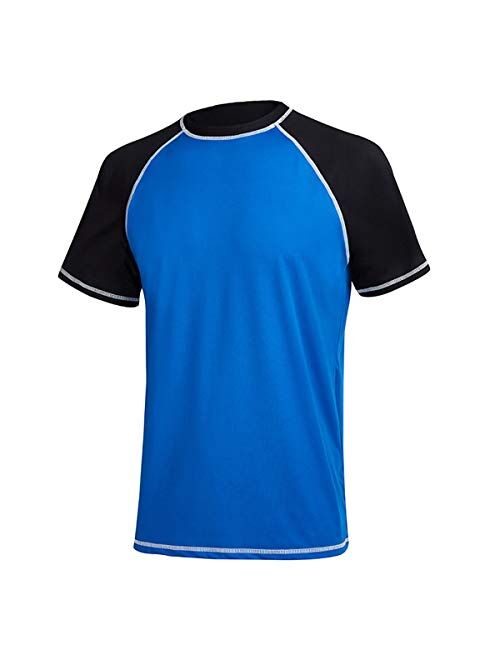 Men's UPF 50+ Rashguard Swim Tee Short Sleeve Sun Shirt Swimwear Swim Shirts