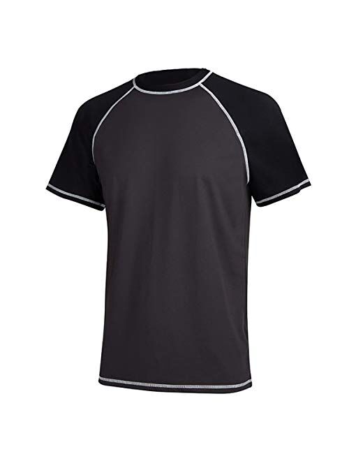 Men's UPF 50+ Rashguard Swim Tee Short Sleeve Sun Shirt Swimwear Swim Shirts