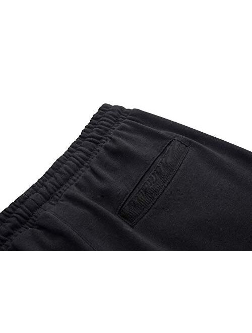 VANCOOG Mens Casual Cotton Knit Short Drawstring Elastic Jogger Gym Shorts