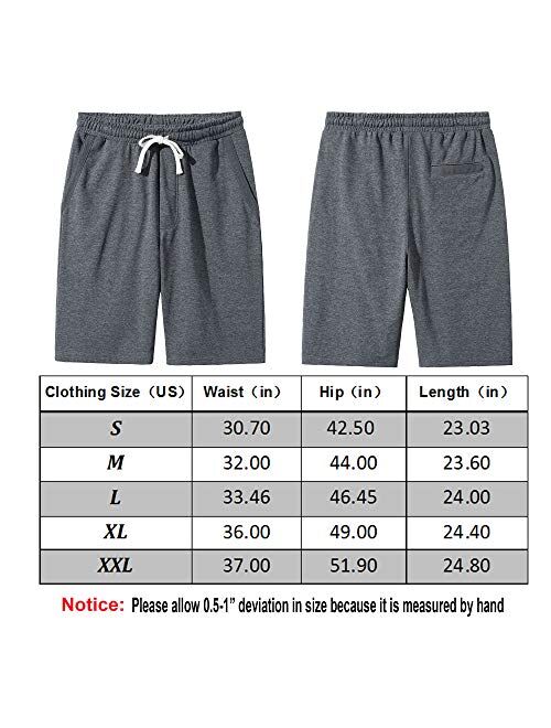 VANCOOG Mens Casual Cotton Knit Short Drawstring Elastic Jogger Gym Shorts