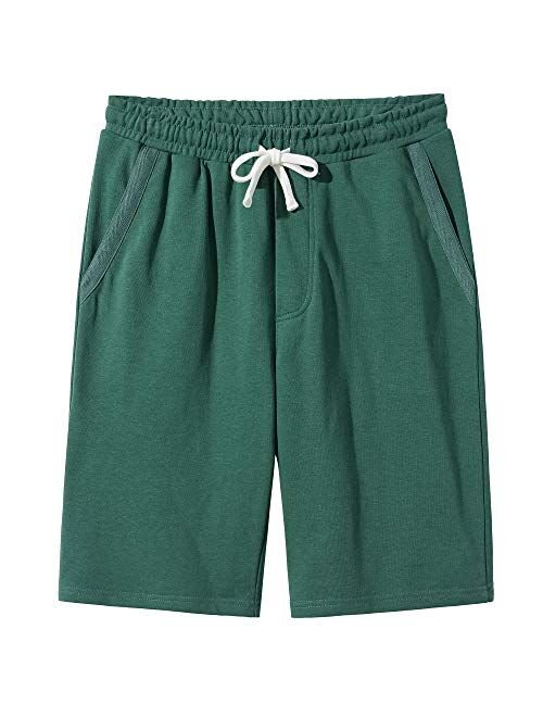 VANCOOG Mens Casual Cotton Knit Short Drawstring Elastic Jogger Gym Shorts