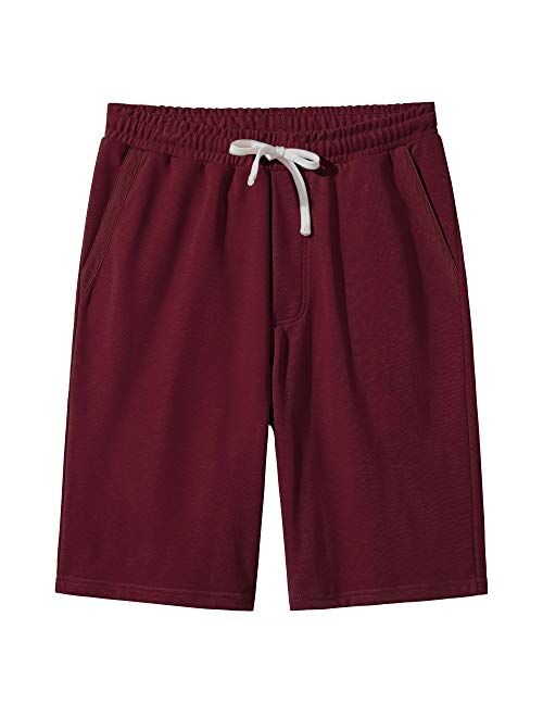 VANCOOG Mens Casual Cotton Knit Short Drawstring Elastic Jogger Gym Shorts