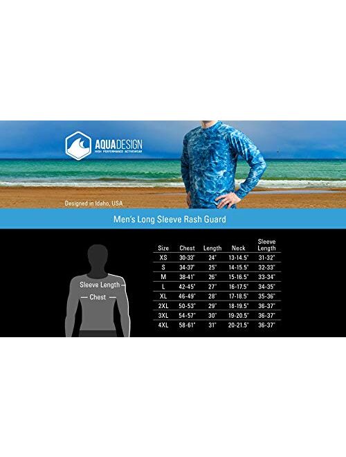 Aqua Design Rash Guard Men: UPF 50+ Long Sleeve Rashguard Swim Shirts for Men