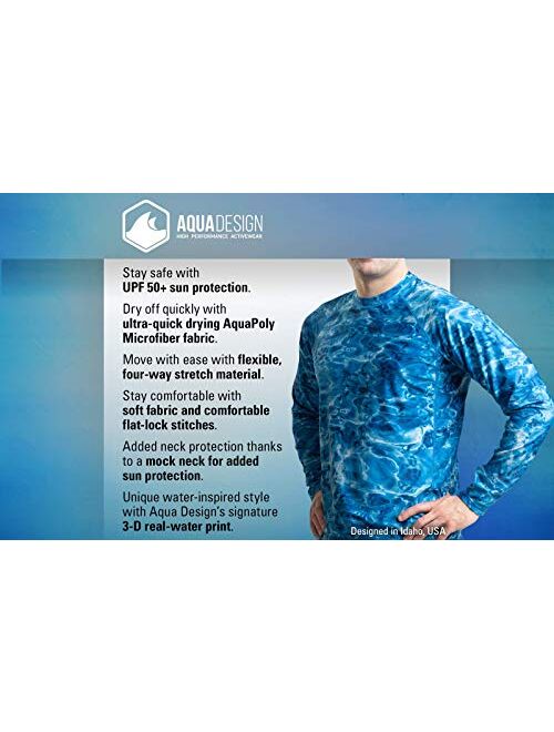 Aqua Design Rash Guard Men: UPF 50+ Long Sleeve Rashguard Swim Shirts for Men