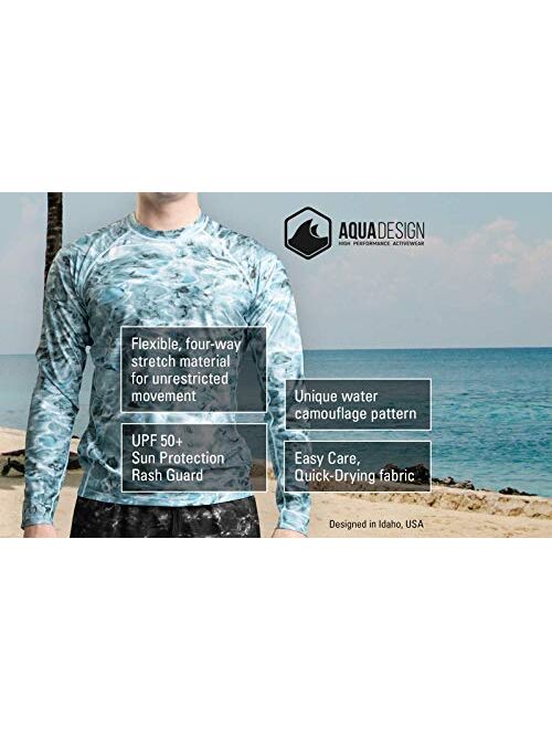 Aqua Design Rash Guard Men: UPF 50+ Long Sleeve Rashguard Swim Shirts for Men