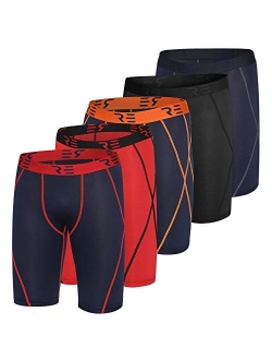 Real Essentials 5 Pack Mens Compression Shorts Men Quick Dry Performance Athletic Shorts