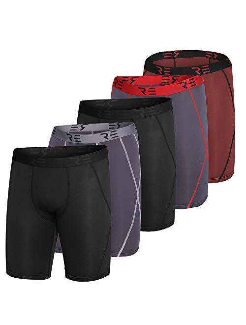 Real Essentials 5 Pack Mens Compression Shorts Men Quick Dry Performance Athletic Shorts