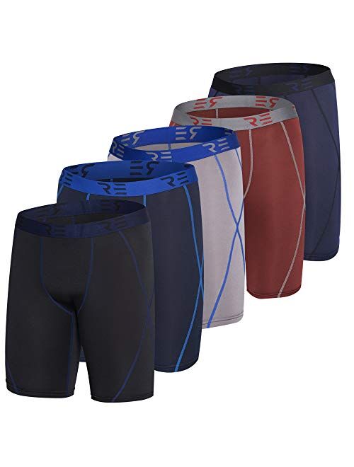 Real Essentials 5 Pack Mens Compression Shorts Men Quick Dry Performance Athletic Shorts