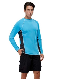 Mens Swim Shirts UPF 50+ UV Sun Protection Rashguard Long Sleeve Outdoor Dri-fit T-Shirt for Running,Fishing,Hiking,Workout