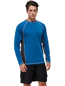 Mens Swim Shirts UPF 50+ UV Sun Protection Rashguard Long Sleeve Outdoor Dri-fit T-Shirt for Running,Fishing,Hiking,Workout