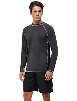 Mens Swim Shirts UPF 50+ UV Sun Protection Rashguard Long Sleeve Outdoor Dri-fit T-Shirt for Running,Fishing,Hiking,Workout