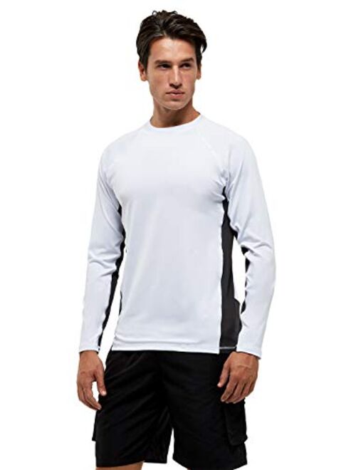 Mens Swim Shirts UPF 50+ UV Sun Protection Rashguard Long Sleeve Outdoor Dri-fit T-Shirt for Running,Fishing,Hiking,Workout