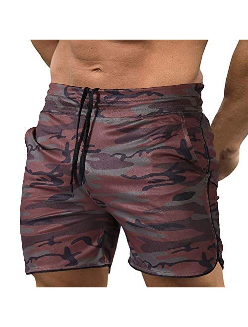 EVERWORTH Men's Gym Workout Boxing Shorts Running Short Pants Fitted Training Bodybuilding Jogger Short