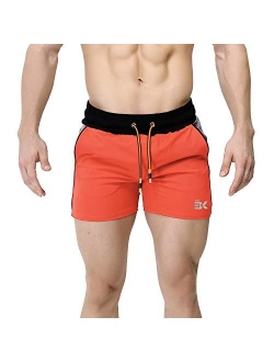 BROKIG Men's 5" Gym Bodybuilding Shorts Running Workout Lightweight Shorts Elastic Waistband with Pockets