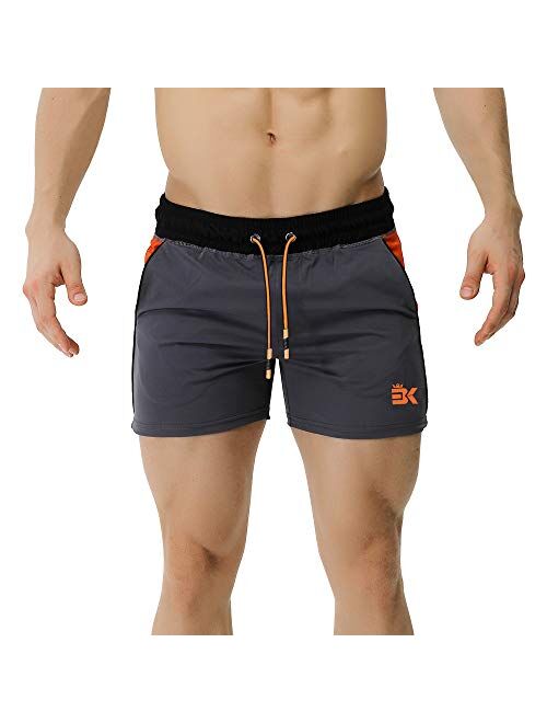 BROKIG Men's 5" Gym Bodybuilding Shorts Running Workout Lightweight Shorts Elastic Waistband with Pockets