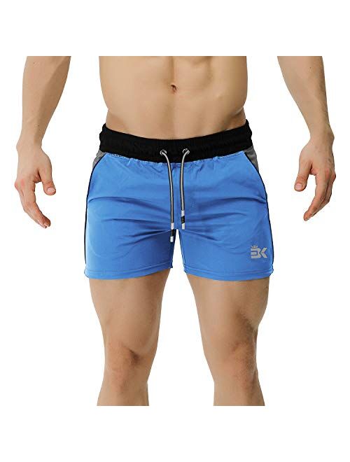 BROKIG Men's 5" Gym Bodybuilding Shorts Running Workout Lightweight Shorts Elastic Waistband with Pockets