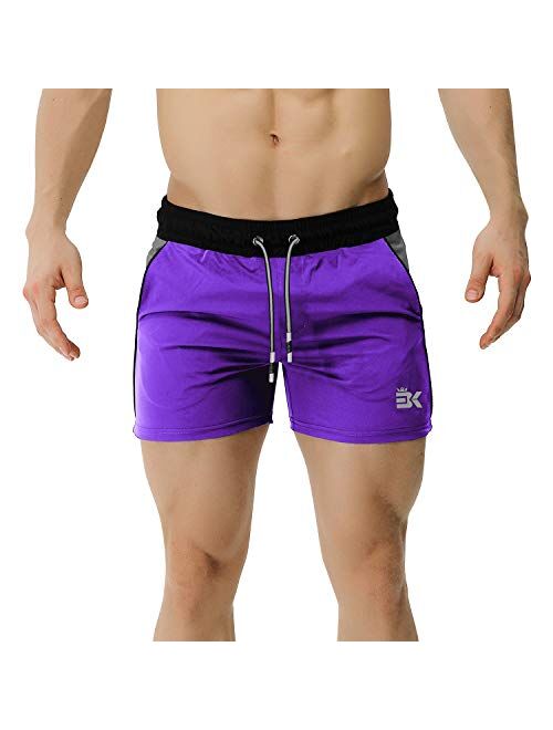 BROKIG Men's 5" Gym Bodybuilding Shorts Running Workout Lightweight Shorts Elastic Waistband with Pockets