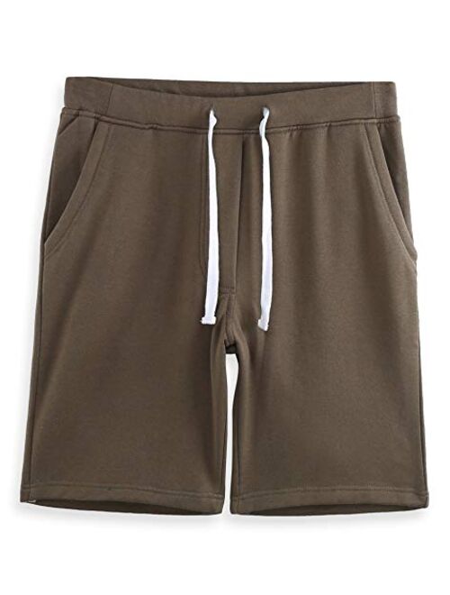 HARBETH Men's Casual Soft Cotton Elastic Fleece Jogger Gym Active Pocket Shorts