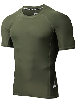 LAFROI Men's Short Sleeve UPF 50+ Baselayer Skins Compression Rash Guard