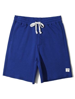 Men's Fleece Pajama Flat Front Shorts 9" Casual Shorts Athletic Jogger Pocket Sportswear Short