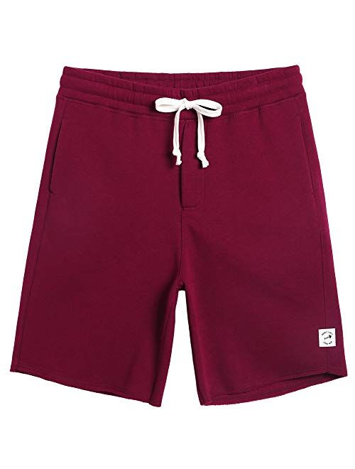 MaaMgic Men's Fleece Pajama Flat Front Shorts 9" Casual Shorts Athletic Jogger Pocket Sportswear Short