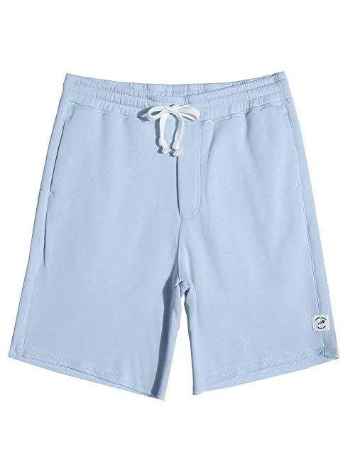 MaaMgic Men's Fleece Pajama Flat Front Shorts 9" Casual Shorts Athletic Jogger Pocket Sportswear Short