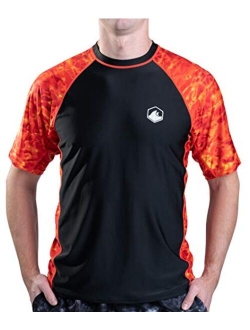 Aqua Design Mens Short Sleeve Rash Guard Shirt: Surf Swim Rashguard Shirts