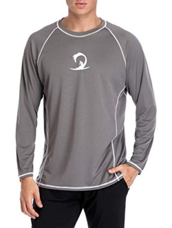 beautyin Men's Long Sleeve Rashguard Swim Shirt UV Protect Athletic Shirt UPF 50