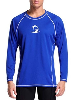 beautyin Men's Long Sleeve Rashguard Swim Shirt UV Protect Athletic Shirt UPF 50