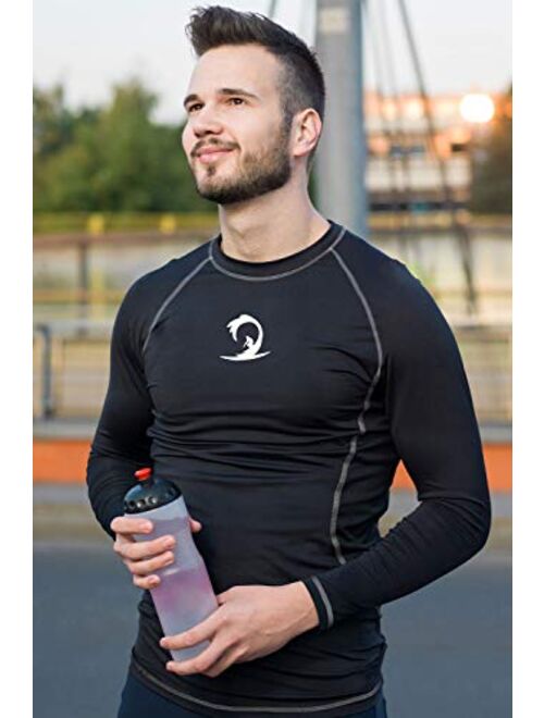 beautyin Men's Long Sleeve Rashguard Swim Shirt UV Protect Athletic Shirt UPF 50