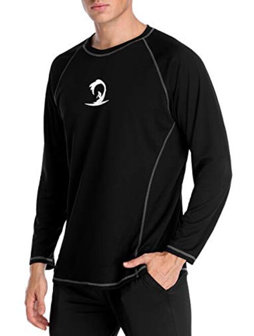 beautyin Men's Long Sleeve Rashguard Swim Shirt UV Protect Athletic Shirt UPF 50