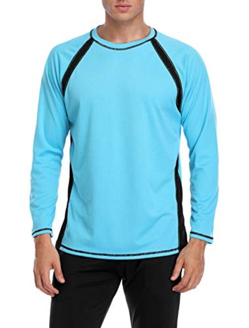 beautyin Men's Long Sleeve Rashguard Swim Shirt UV Protect Athletic Shirt UPF 50