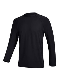 Long Sleeve Swim Tshirt for Men Rash Guard Athletic Tee Skins UPF 50