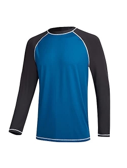 Long Sleeve Swim Tshirt for Men Rash Guard Athletic Tee Skins UPF 50