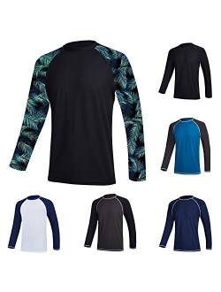 Long Sleeve Swim Tshirt for Men Rash Guard Athletic Tee Skins UPF 50