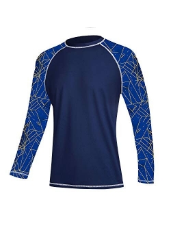 Long Sleeve Swim Tshirt for Men Rash Guard Athletic Tee Skins UPF 50