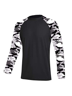 Long Sleeve Swim Tshirt for Men Rash Guard Athletic Tee Skins UPF 50