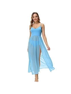 Rela Bota Women's Sexy Summer 2 Piece Maxi Chiffon Dress Crop Top Skirt Set Beachwear