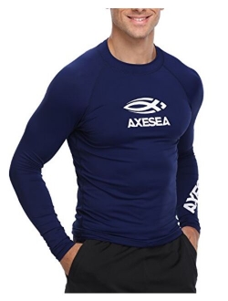 AXESEA Men Long Sleeve Rashguard UPF 50+ Rash Guard Swim Shirt Athletic Swim Tops