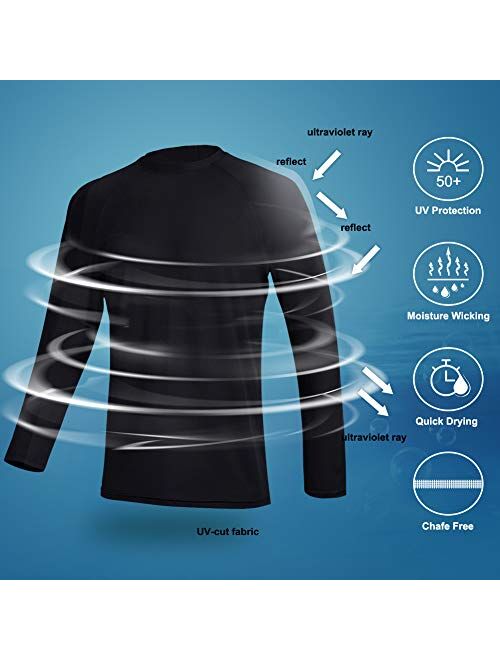 DUOFIER Men UPF 50+ UV Sun Protection Outdoor Long Sleeve Performance T-Shirt for Fishing, Hiking, Outdoor Running