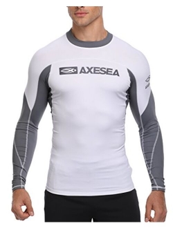 AXESEA Men Long Sleeve Rash Guard Quick-Dry UPF 50+ Lightweight Swimsuit Swim Shirt