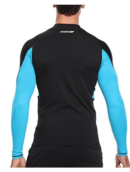 AXESEA Men Long Sleeve Rash Guard Quick-Dry UPF 50+ Lightweight Swimsuit Swim Shirt