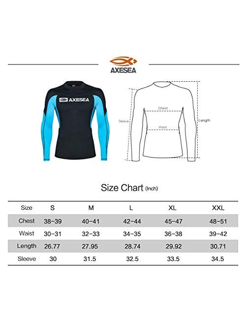 AXESEA Men Long Sleeve Rash Guard Quick-Dry UPF 50+ Lightweight Swimsuit Swim Shirt